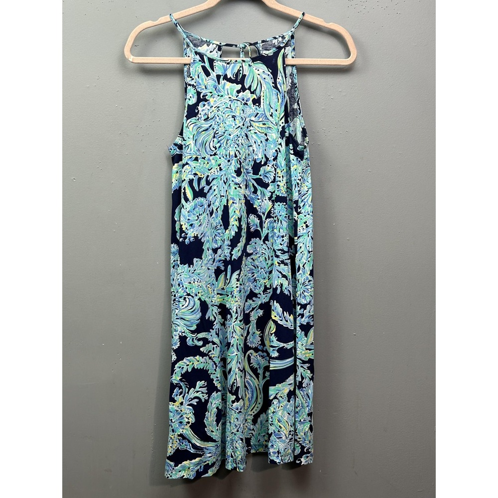 Lilly Pulitzer Dress Womens XS Navy Blue Pima Cotton Sleeveless A-Line 002287‎